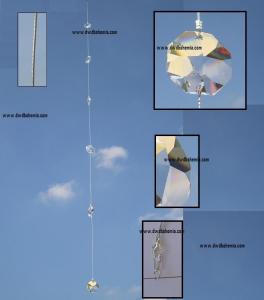 Křišťálový závěs s 6 ks křišťály  BA GUA  ( křištál 8 hran , velikost 30mm ,závěs 130 cm )
